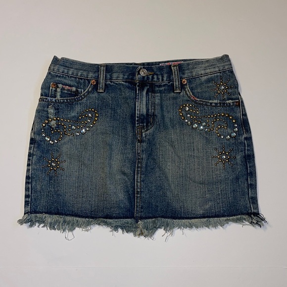 7 for All Mankind “Great China Wall” Distressed Denim Skirt - Women’s Size 28 - Picture 2 of 9